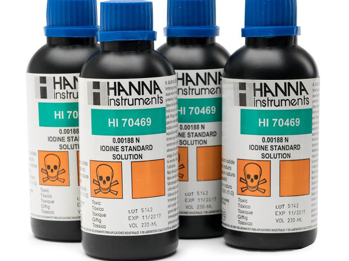 Solución estándar de yodo 0.00188N (4x250 mL) » HANNA® instruments